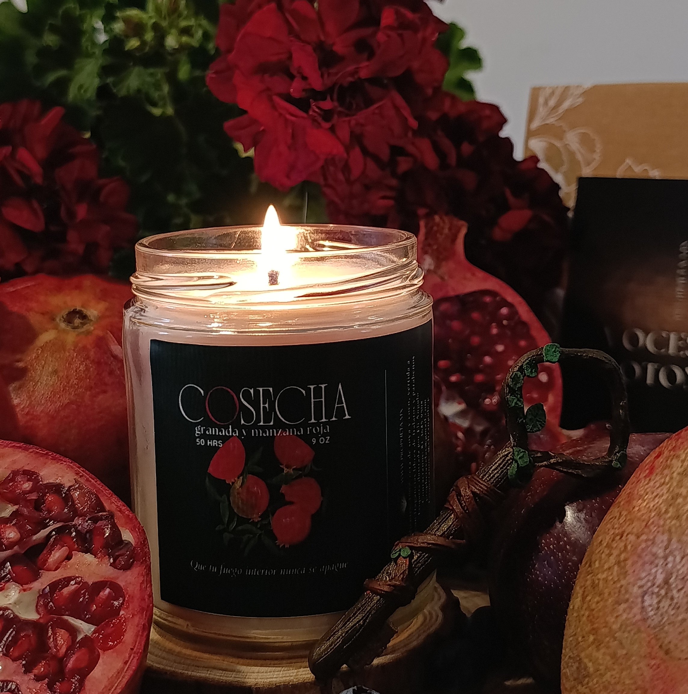 vela aroma a granada y manzana roja