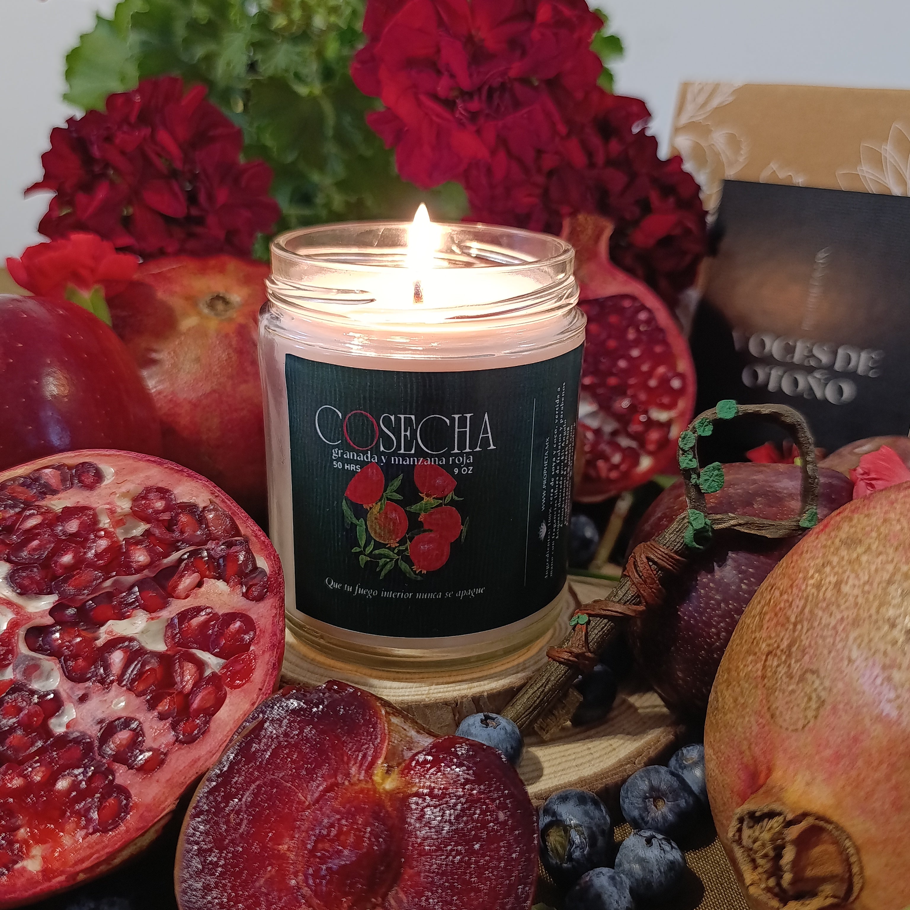 vela aroma granada temática cosecha otoñal