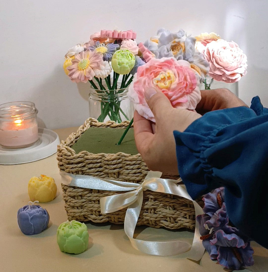 velas aromáticas y decorativas en forma de flor