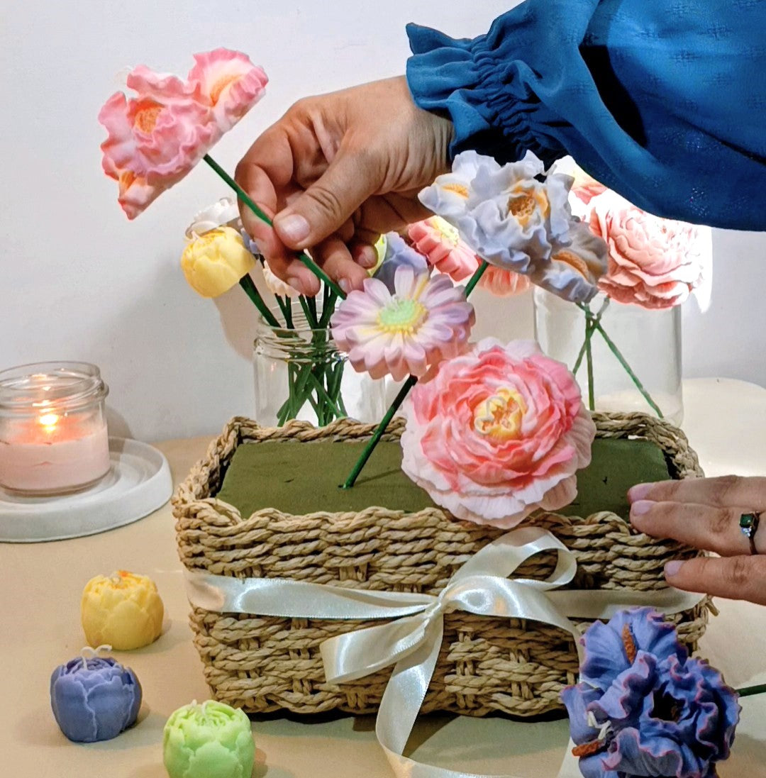 arreglo floral con velas